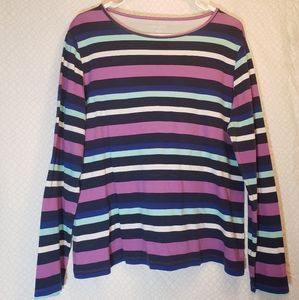 Women's Petite Long Sleeve Striped Tee